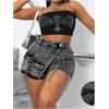 imageSHENHE Womens Denim Cargo Shorts High Waisted Wrap Jean Skort Skirt Shorts with PocketsLight Grey
