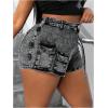 imageSHENHE Womens Denim Cargo Shorts High Waisted Wrap Jean Skort Skirt Shorts with PocketsLight Grey