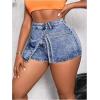 imageSHENHE Womens Denim Cargo Shorts High Waisted Wrap Jean Skort Skirt Shorts with PocketsLight Wash Blue