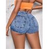 imageSHENHE Womens Denim Cargo Shorts High Waisted Wrap Jean Skort Skirt Shorts with PocketsMedium Wash Blue