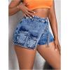 imageSHENHE Womens Denim Cargo Shorts High Waisted Wrap Jean Skort Skirt Shorts with PocketsMedium Wash Blue