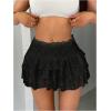 imageSHENHE Womens Floral Lace Mini Skirt Y2k Low Waist Ruffle Hem Fairycore Layered SkirtBlack