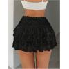 imageSHENHE Womens Floral Lace Mini Skirt Y2k Low Waist Ruffle Hem Fairycore Layered SkirtBlack