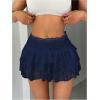 imageSHENHE Womens Floral Lace Mini Skirt Y2k Low Waist Ruffle Hem Fairycore Layered SkirtDeep Blue