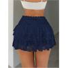 imageSHENHE Womens Floral Lace Mini Skirt Y2k Low Waist Ruffle Hem Fairycore Layered SkirtDeep Blue