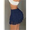 imageSHENHE Womens Floral Lace Mini Skirt Y2k Low Waist Ruffle Hem Fairycore Layered SkirtDeep Blue