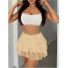 imageSHENHE Womens Floral Lace Mini Skirt Y2k Low Waist Ruffle Hem Fairycore Layered SkirtKhaki