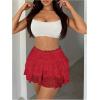 imageSHENHE Womens Floral Lace Mini Skirt Y2k Low Waist Ruffle Hem Fairycore Layered SkirtRed