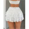 imageSHENHE Womens Floral Lace Mini Skirt Y2k Low Waist Ruffle Hem Fairycore Layered SkirtWhite