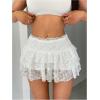 imageSHENHE Womens Floral Lace Mini Skirt Y2k Low Waist Ruffle Hem Fairycore Layered SkirtWhite