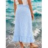 imageSHENHE Womens Gingham Skirt Long Ruffle Hem A Line High Waist Plaid Maxi SkirtBlue and White