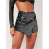 imageSHENHE Womens Glitter Shiny Shorts O Ring Wrap Skort Skirt Party Rave Sparkle ShortsBlack