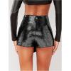 imageSHENHE Womens Glitter Shiny Shorts O Ring Wrap Skort Skirt Party Rave Sparkle ShortsBlack