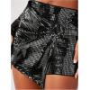 imageSHENHE Womens Glitter Shiny Shorts O Ring Wrap Skort Skirt Party Rave Sparkle ShortsBlack