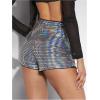 imageSHENHE Womens Glitter Shiny Shorts O Ring Wrap Skort Skirt Party Rave Sparkle ShortsHolographic Black