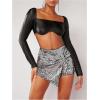 imageSHENHE Womens Glitter Shiny Shorts O Ring Wrap Skort Skirt Party Rave Sparkle ShortsSilver