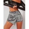 imageSHENHE Womens Glitter Shiny Shorts O Ring Wrap Skort Skirt Party Rave Sparkle ShortsSilver