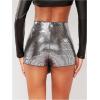 imageSHENHE Womens Glitter Shiny Shorts O Ring Wrap Skort Skirt Party Rave Sparkle ShortsSilver