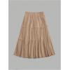 imageSHENHE Womens High Rise Tiered Frill Ruffled Flowy Loose A Line Midi SkirtKhaki