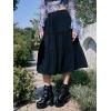 imageSHENHE Womens High Rise Tiered Frill Ruffled Flowy Loose A Line Midi SkirtSolid Black