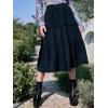 imageSHENHE Womens High Rise Tiered Frill Ruffled Flowy Loose A Line Midi SkirtSolid Black
