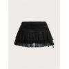 imageSHENHE Womens Lace Mini Skirt Y2k Low Rise Ruched Layered Ruffle SkirtBlack