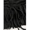 imageSHENHE Womens Lace Mini Skirt Y2k Low Rise Ruched Layered Ruffle SkirtBlack