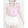 imageSHENHE Womens Lace Mini Skirt Y2k Low Rise Ruched Layered Ruffle SkirtRed