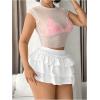 imageSHENHE Womens Layered Skirt Y2k Bow Mini Skirt Ruffle Flowy Sexy Micro Mini SkirtWhite