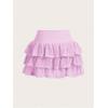 imageSHENHE Womens Mesh Drop Waist Ruffle Hem Short Skirt Bow Front Layer Y2K Streetwear Mini SkirtMauve Purple