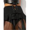imageSHENHE Womens Mesh Tulle Kirt High Low Ruffle Skirt Lace Up High Waist Party Goth SkirtBlack