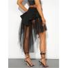 imageSHENHE Womens Mesh Tulle Kirt High Low Ruffle Skirt Lace Up High Waist Party Goth SkirtBlack