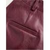 imageSHENHE Womens PU Leather High Waist Roll Up Straight Leg Shorts Zipper Fly ShortsBurgundy