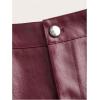 imageSHENHE Womens PU Leather High Waist Roll Up Straight Leg Shorts Zipper Fly ShortsBurgundy