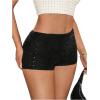 imageSHENHE Womens Sequin Mini Shorts Sparkly Low Rise Bodycon Y2k Sexy Hot Pants Rave Club Micro ShortsBlack