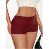 imageSHENHE Womens Sequin Mini Shorts Sparkly Low Rise Bodycon Y2k Sexy Hot Pants Rave Club Micro ShortsBurgundy