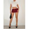 imageSHENHE Womens Sequin Mini Shorts Sparkly Low Rise Bodycon Y2k Sexy Hot Pants Rave Club Micro ShortsBurgundy