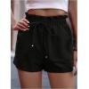imageSHENHE Womens Straight Leg Paperbag Shorts High Waist Summer Casual Linen ShortsBlack