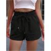imageSHENHE Womens Straight Leg Paperbag Shorts High Waist Summer Casual Linen ShortsBlack