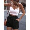 imageSHENHE Womens Straight Leg Paperbag Shorts High Waist Summer Casual Linen ShortsBlack