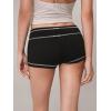 imageSHENHE Womens Y2k Low Rise Mini Shorts Drawstring Tie Waist Binding Trim Micro Mini ShortsBlack
