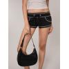 imageSHENHE Womens Y2k Low Rise Mini Shorts Drawstring Tie Waist Binding Trim Micro Mini ShortsBlack