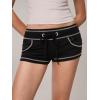imageSHENHE Womens Y2k Low Rise Mini Shorts Drawstring Tie Waist Binding Trim Micro Mini ShortsBlack
