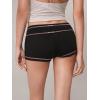 imageSHENHE Womens Y2k Low Rise Mini Shorts Drawstring Tie Waist Binding Trim Micro Mini ShortsBlack and Pink