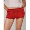imageSHENHE Womens Y2k Low Rise Mini Shorts Drawstring Tie Waist Binding Trim Micro Mini ShortsRed