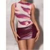 imageSHENHE Womens Y2k PU Leather Mini Skirt Sexy Low Rise Belted Bodycon Micro Skirt Party ClubBurgundy