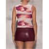 imageSHENHE Womens Y2k PU Leather Mini Skirt Sexy Low Rise Belted Bodycon Micro Skirt Party ClubBurgundy