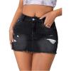 imageSHENHE Womens Casual Ripped Jean Skirt Low Waist Raw Hem Mini Denim SkirtsFrayed Black