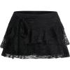 imageSHENHE Womens Lace Low Rise Y2k Layered Ruffle Tie Bow Mini Skirt Cute Cake SkirtBlack
