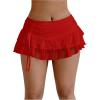 imageSHENHE Womens Lace Mini Skirt Y2k Low Rise Ruched Layered Ruffle SkirtRed